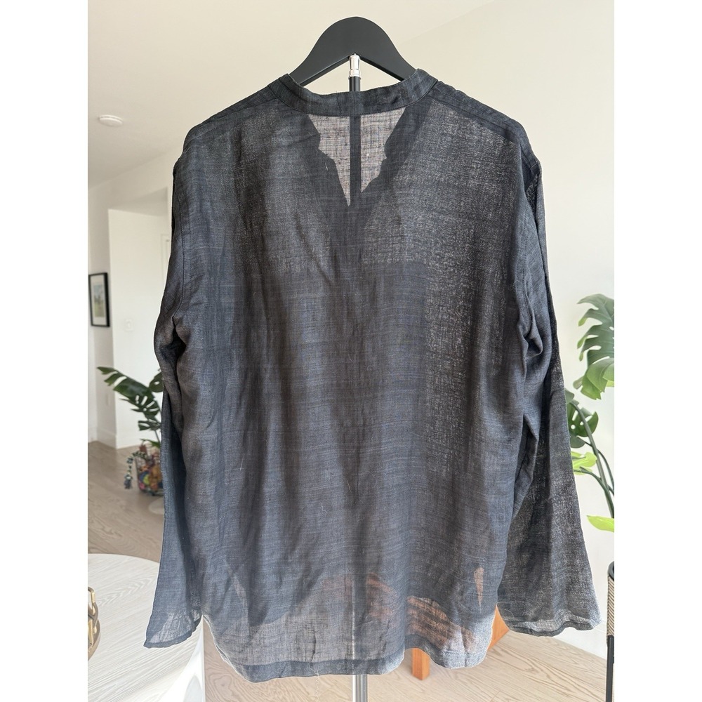 Women's Black Linen Top Size 38 Lagenlook Cover Up Breathable - Picture 2 of 6